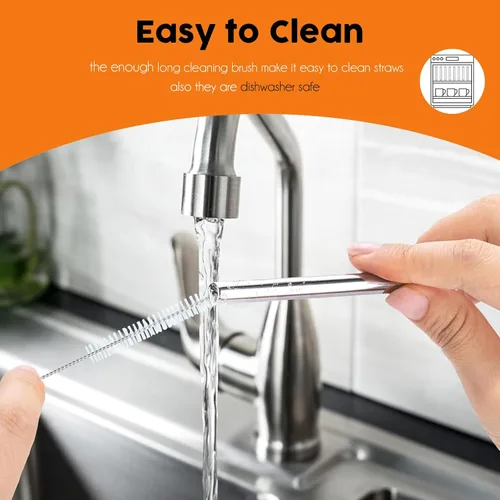Miniatura 8 de ALINK - Paquete de 6 popotes de acero inoxidable compatibles con el vaso Stanley Iceflow de 20 onzas con tapa abatible, popotes metálicos