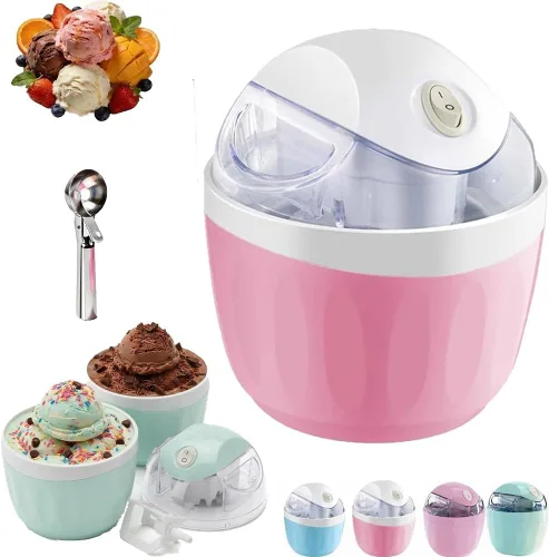 Pequeña máquina de helados para el hogar, máquina de helados personal para yogur congelado casero, helado y sorbete, mini máquina de helados rosado1