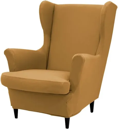 Miniatura 14 de Fundas para silla Wingback, 2 piezas, fundas elásticas para sillón de ala de color sólido con parte inferior elástica, protector de muebles