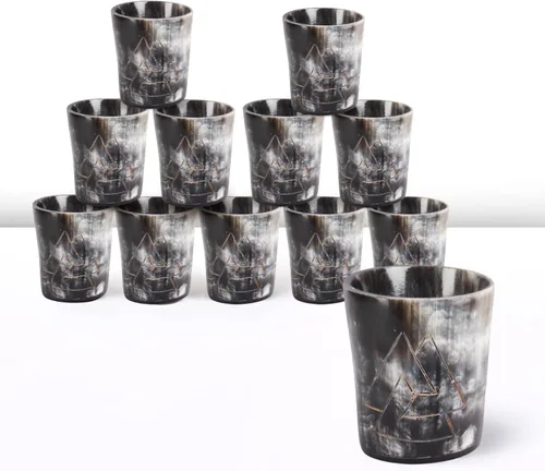 Miniatura 11 de Handicrafts Home Juego de 4 vasos de chupito hechos a mano, patrón entrecruzado de 6.5 onzas, chupitos de whisky vikingo naturales para cócteles