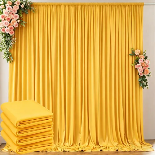 Miniatura 50 de Cortinas de telón de fondo blanco de 30 pies x 8 pies para fiestas de boda, 6 paneles de 5 pies x 8 pies, cortinas de fotografía de poliéster sin