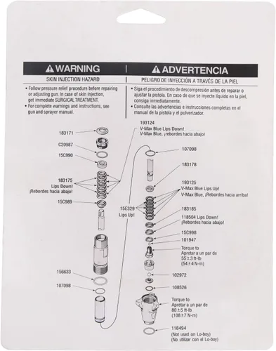 Miniatura 7 de GDHXW 248213 Kit de reparación de bomba para Graco1095 1595 5900 10000 Pulverizador de pintura sin aire mercado de accesorios