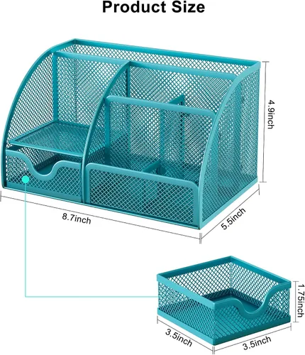 Miniatura 7 de EasyPAG Organizador de escritorio de malla con cajón multifuncional para bolígrafos, organizador de papelería para suministros escolares de oficina