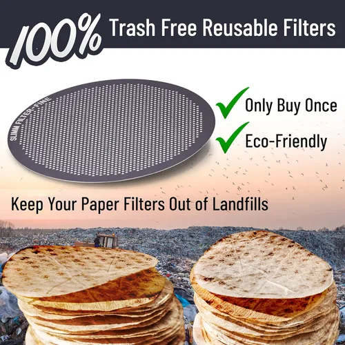 Miniatura 5 de Juego de filtros reutilizables – 2 piezas de metal de acero inoxidable – 2 filtros de metal de malla para cafetera AeroPress y máquina de café