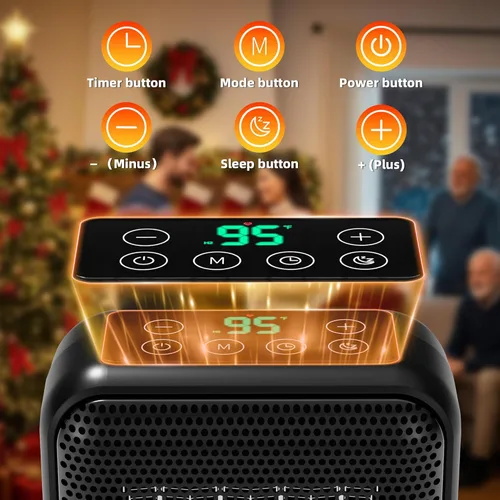 Miniatura 2 de Calentador de espacio, calentadores eléctricos de cerámica PTC de 1400 W, para interiores, portátil, calentamiento rápido 2S con termostato