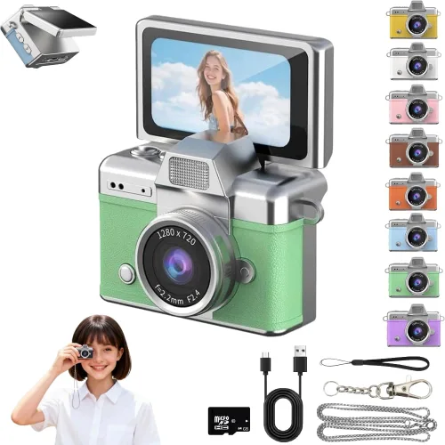 Miniatura 8 de Mini llavero cámara digital retro mini cámara de video digital pequeña cámara corporal 1080P FHD grabación con pantalla IPS de 0.96 pulgadas con 6