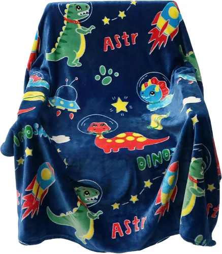 SALIMAH Manta que brilla en la oscuridad, regalos de dinosaurio para niñas, juguetes para niñas y niños de 2, 3, 4, 5, 6, 7, 8, 9, 10 años, mantas