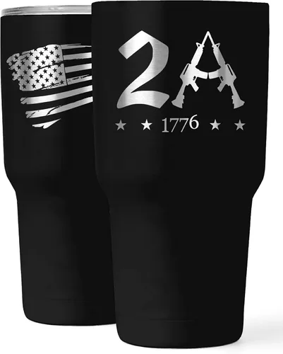 Miniatura 8 de 2A 2nd Amendment - Vaso patriótico de 30 onzas, taza de viaje con bandera estadounidense, taza de viaje para café patriótico, vaso de 30 onzas