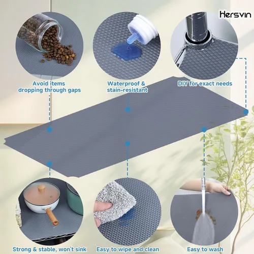 Miniatura 4 de Hersvin Shelf Liners - Alfombrillas gruesas de EVA para cajones de 16 pulgadas x 20 pies, almohadilla no adhesiva para armario, forro para gabinete