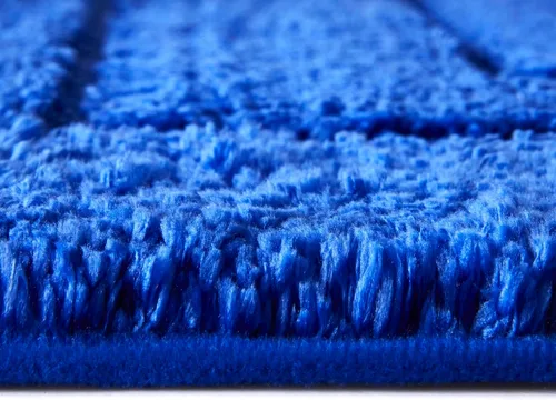 Miniatura 6 de WPM - Juego de alfombras de baño, toallas y cortina de ducha, juego de alfombras de baño con estampado de enrejado de color azul real