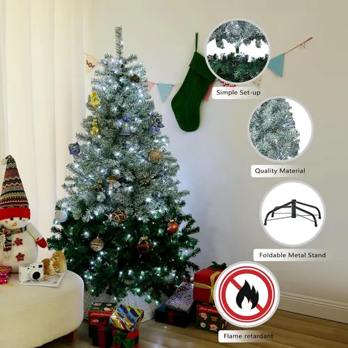 Miniatura 6 de Árbol de Navidad iluminado de 6 pies, árbol de Navidad verde degradado preiluminado con control remoto, luz LED blanca fría, 8 modos, árbol