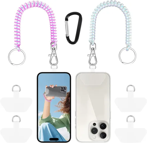 Miniatura 12 de Doormoon - Cordón para teléfono con parche, correas elásticas universales y anclaje para funda de teléfono para anti-caída al aire libre para esquí