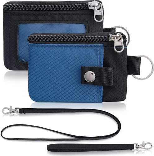 Miniatura 41 de Artpaxy Cartera minimalista para hombres y mujeres, llavero con bloqueo RFID, con cremallera, pequeña cartera con ventana de identificación, 2