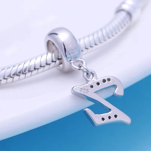 Miniatura 111 de ABUN Abalorio de plata de ley 925 con letra A a la Z, espaciador de inicial, con circonita cúbica transparete colgante, auténtica, para pulseras
