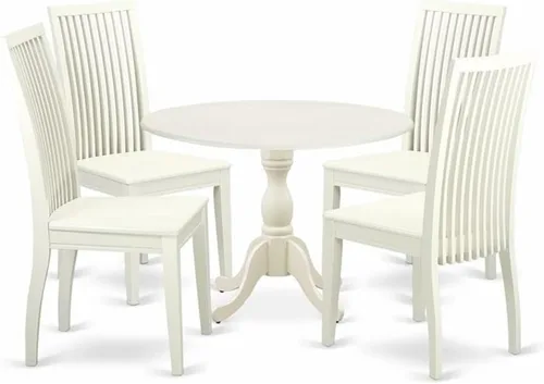 Miniatura 8 de East West Furniture DMIP3-LWH-C - Juego de muebles de comedor de 3 piezas que contiene una mesa de cocina redonda con gotas y 2 sillas de comedor
