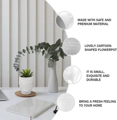 Miniatura 7 de Happyyami Maceta de cerámica para plantas de interior, diseño de estatua de Buda para decoración del hogar, 1 ud