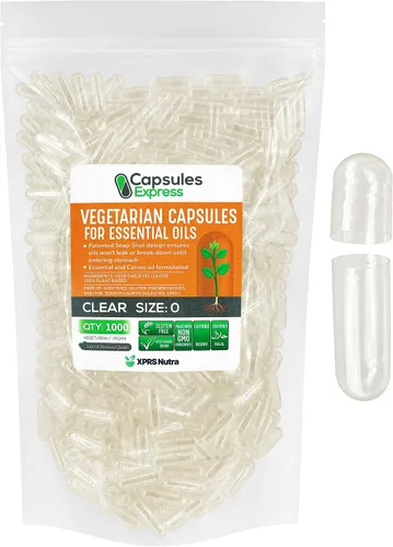 Miniatura 18 de XPRS Nutra Cápsulas veganas vacías de tamaño 0 – 100 cápsulas vegetales transparentes para aceite esencial – Tapas de verduras vacías – El relleno