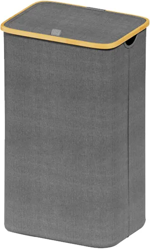 SUOCO Cesta de lavandería con tapa, cesta de ropa de 29 galones (110 litros) con asas de bambú, cesta grande plegable para la ropa sucia para Gris