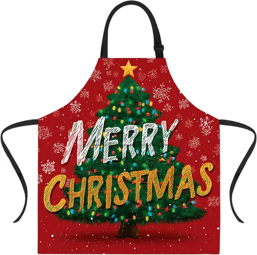 Miniatura 44 de ANNA QUEEN Delantal de Feliz Navidad para mujeres y hombres con bolsillos, delantal de muñeco de nieve, delantal de cocina ajustable para cocinero