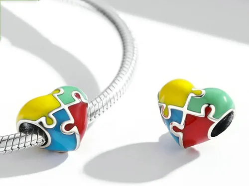 Miniatura 3 de Abalorio de plata de ley 925 con diseño de corazón y piedra natal familiar con dije de corazón para pulsera Pandora