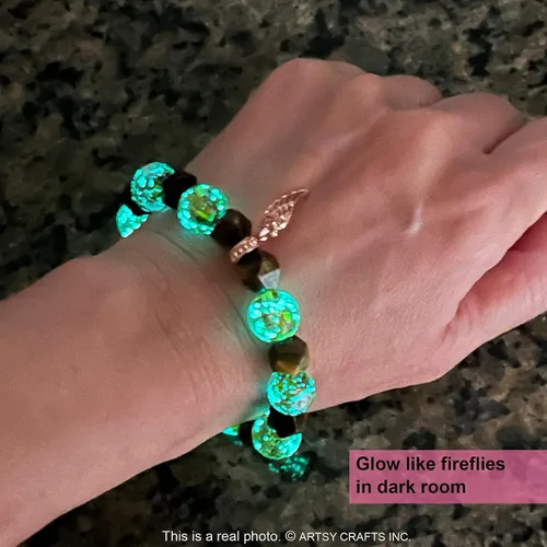 Miniatura 5 de ARTSY Crafts Glow in the Dark Firefly Beads + Natural Gemstone Bracelets, Handmade in USA