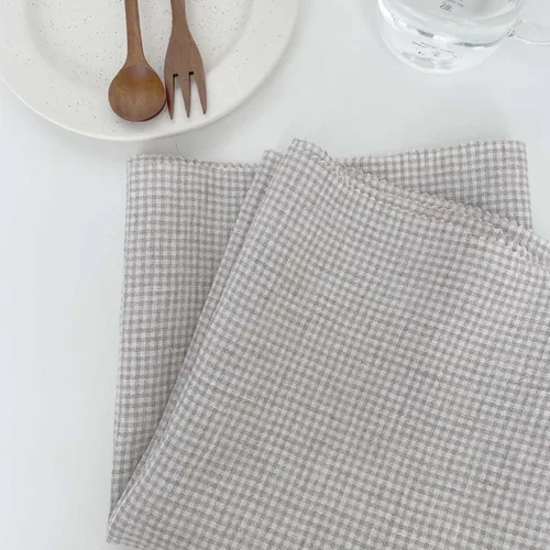 Miniatura 8 de Tela de lino Seersucker Gingham Check 7328 7329 Beige