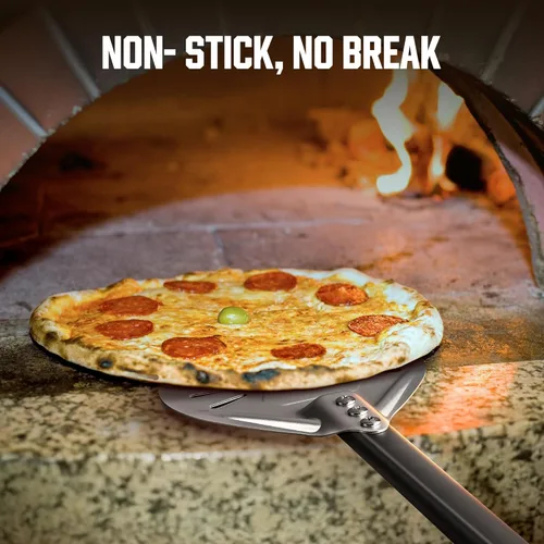 Miniatura 4 de BIG HORN OUTDOORS Pela de pizza – Pela de torneado de pizza de 7 pulgadas con aluminio anodizado antiadherente para torneado y horneado sin