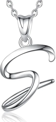 Miniatura 213 de EUDORA Collares de plata esterlina con inicial para mujer, regalos clásicos de 26 letras sin cuello para niñas, hermana, madre hija, cadena de 18