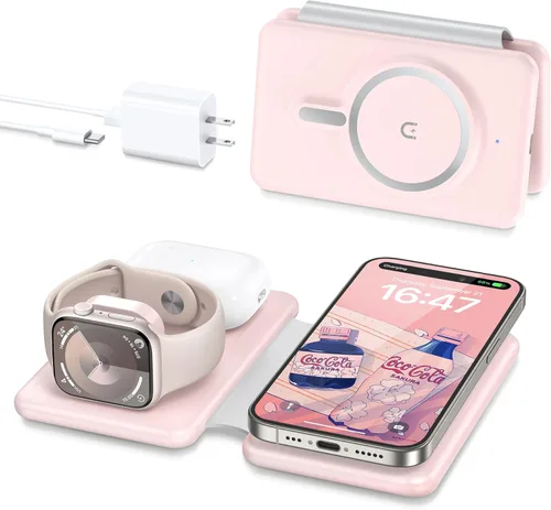 Miniatura 10 de Cargador inalámbrico iPhone - Estación de carga 3 en 1 para dispositivos Apple para iPhone 17 16 15 14 13 12 Pro Max Plus - Almohadilla de carga
