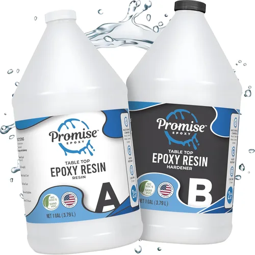 Kit de Resina Epoxy Promise Epoxy 2 Galones - Cristal Claro, Resistente a los UV, Autonivelante, Seguro para Alimentos para Encimera, Artes y