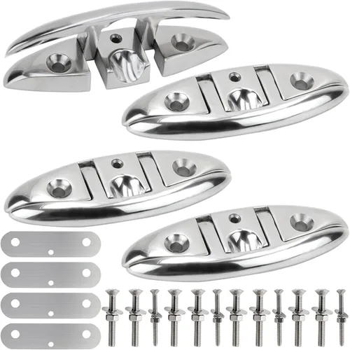 Miniatura 12 de Tacos de Barco Laorde 5" 6 pulgadas de Acero Inoxidable 316 Tacos Plegables de Grado Marino Taco de Cuerda Abatible Taco de Muelle para Barco, Kayak