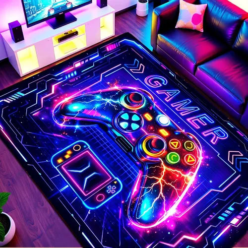 Miniatura 9 de Alfombras de área de juegos para niños, alfombras geniales para jugadores, adolescentes, alfombras grandes de videojuegos para dormitorio, consola