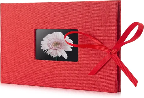 Miniatura 22 de Álbum de fotos pequeño 4x6, álbum de fotos de Fabmaker con capacidad para 24 fotos horizontales, libro de fotos con cubierta de tela de lino