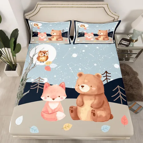 Miniatura 20 de Lake House Sábanas bajeras tamaño individual, sábana dibujada a mano con paisaje de lago y montaña para niños, niñas, niños y adultos, decoración