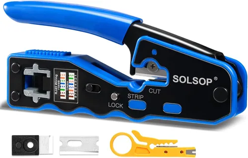 Solsop Herramienta de Engaste RJ45 Herramienta de Engaste de Paso Herramienta de Engaste Cat5e Cat5 CAT6