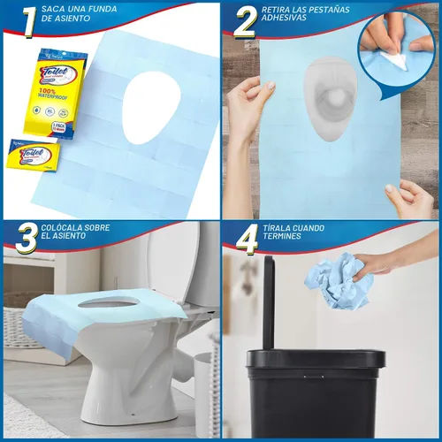 Miniatura 5 de Relyo Paquete de 20 fundas desechables XL para asiento de inodoro, impermeables, con pestañas adhesivas para adultos, niños y niños, viajes, baños
