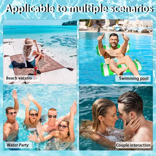 Miniatura 6 de Paquete de 3 flotadores inflables para piscina, hamaca 4 en 1, multiusos para adultos, hamaca de agua para natación, playa, flotadores, sillones