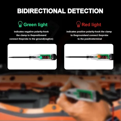 Miniatura 2 de Luces de prueba automotrices, probador de circuito LED digital de 5-90 V CC, probador de luz resistente con voltímetro, probador de voltaje