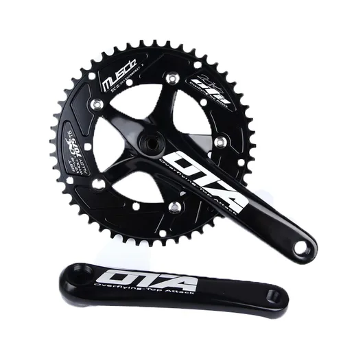 SENQI Rueda de cadena de bicicleta Engranaje fijo 48T Aleación de aluminio CNC Ciclismo Racing Bike Accesorios con manivela (negro)
