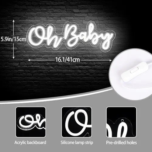 Miniatura 2 de Letrero de neón para decoración de pared, letrero luminoso de neón para decoración de ducha, revelación de género, dormitorio, habitación de niños