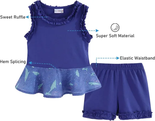 Miniatura 56 de LittleSpring Conjunto de verano para niñas con camiseta sin mangas y pantalones cortos florales