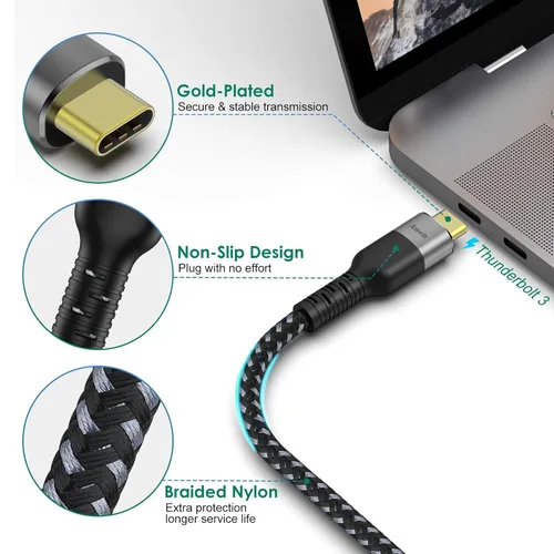 Miniatura 3 de Cable USB C a DisplayPort de 6.5 pies 8K a 60 Hz (4K a 144 Hz/120 Hz, 2K a 240 Hz) Thunderbolt 3 a DisplayPort 1.4 Cable de 32.4 Gbps para iPhone