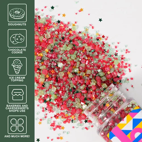 Miniatura 4 de Mezcla de estrellas con purpurina plateada comestible de lijado, chispas de azúcar comestible azul y morado para decoración de pasteles, azúcar