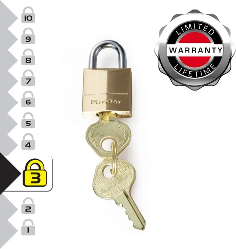 Miniatura 14 de Master Lock 120Q Candados anchos con llave, 3/4 pulgada, latón macizo, 4 unidades, 120Q