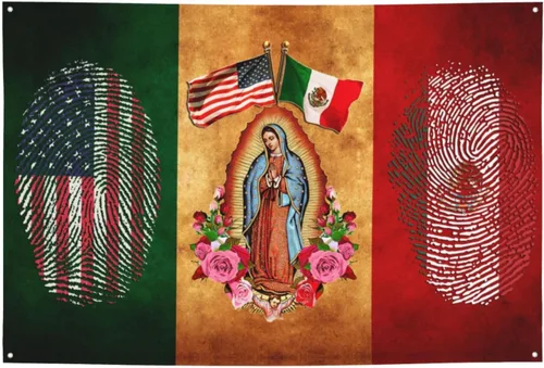 Miniatura 14 de Bandera de la amistad de Estados Unidos y México de 3 x 5 pies, pancarta de jardín para interiores y exteriores, decoración perfecta México Amistad