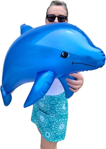 Enorme delfín perlado inflado inflable de 40 pulgadas, juguete de piscina junto a la piscina, decoración temática acuática, fiesta de cumpleaños,