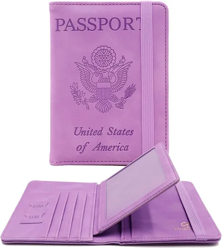 Miniatura 37 de Melsbrinna - Funda para pasaporte, ranuras para tarjetas, bonita funda para pasaporte para mujeres/hombres, resistente al agua con bloqueo RFID