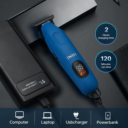 Miniatura 5 de IWEEL Recortadora de Barba Profesional para Hombres - Cortapelos Eléctrico, Perfiladores con Cuchilla en T de Separación Cero, Kit de Aseo