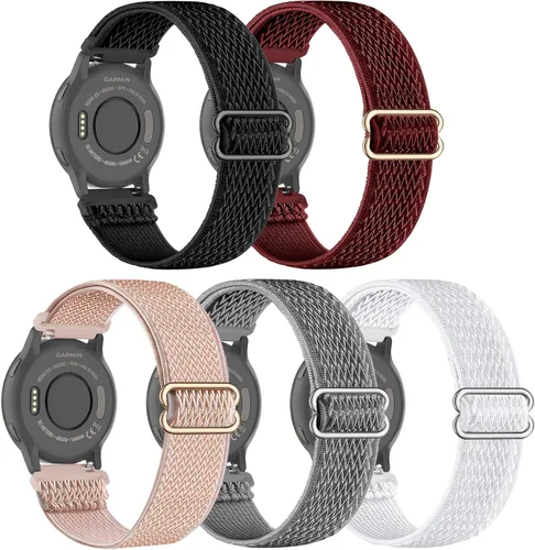 Miniatura 19 de Paquete de 5 correas de reloj de nailon compatibles con Garmin Venu 3S/Venu 4 (1.614 in)/2S/Forerunner 265S 1.654 in, 0.709 in, correa deportiva