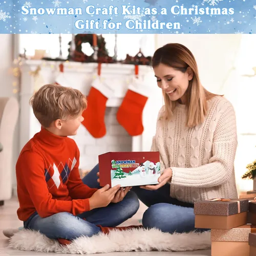 Miniatura 4 de Kit de 9 unidades para crear un muñeco de nieve de arcilla para modelar, manualidades de invierno para niños, kit de manualidades de muñeco de nieve